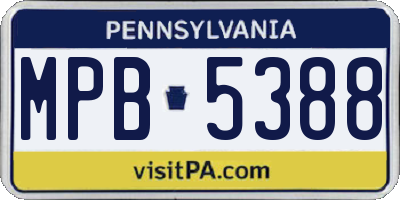 PA license plate MPB5388