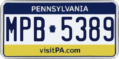 PA license plate MPB5389