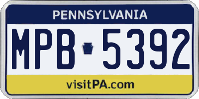 PA license plate MPB5392
