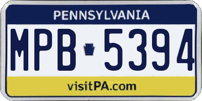 PA license plate MPB5394
