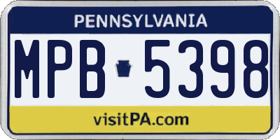 PA license plate MPB5398