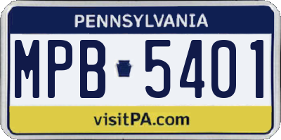 PA license plate MPB5401