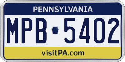 PA license plate MPB5402