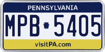 PA license plate MPB5405