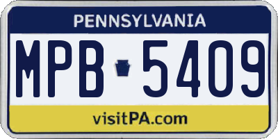 PA license plate MPB5409