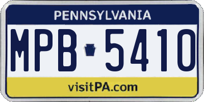 PA license plate MPB5410