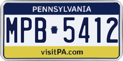 PA license plate MPB5412