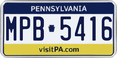 PA license plate MPB5416