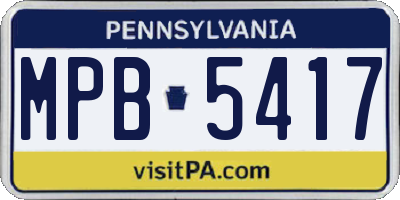 PA license plate MPB5417
