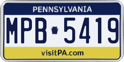 PA license plate MPB5419