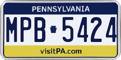 PA license plate MPB5424
