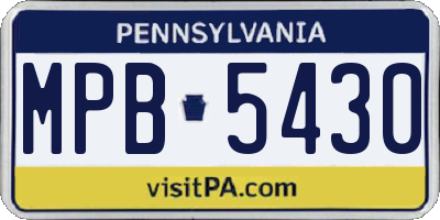 PA license plate MPB5430