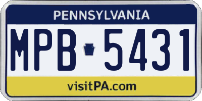 PA license plate MPB5431