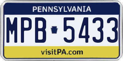 PA license plate MPB5433