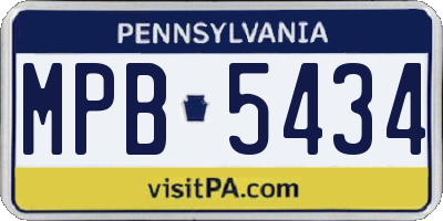 PA license plate MPB5434