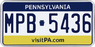 PA license plate MPB5436