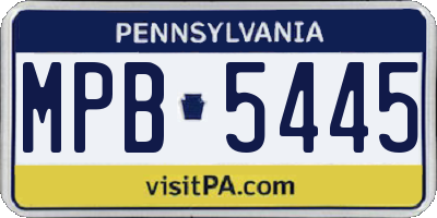 PA license plate MPB5445