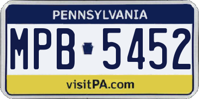 PA license plate MPB5452