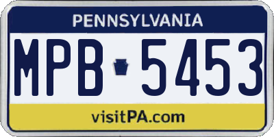 PA license plate MPB5453