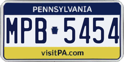 PA license plate MPB5454