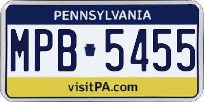 PA license plate MPB5455