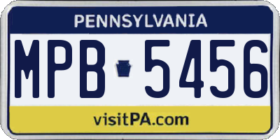 PA license plate MPB5456