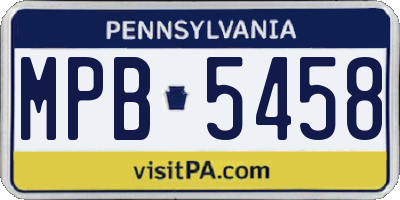 PA license plate MPB5458