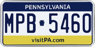 PA license plate MPB5460