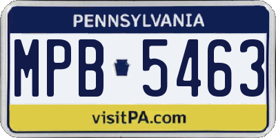 PA license plate MPB5463