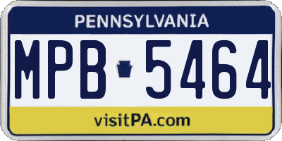 PA license plate MPB5464