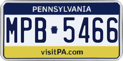 PA license plate MPB5466