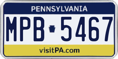 PA license plate MPB5467