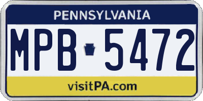 PA license plate MPB5472