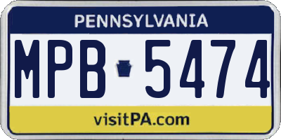 PA license plate MPB5474