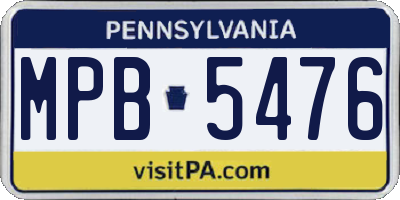 PA license plate MPB5476