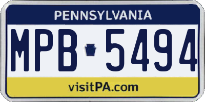 PA license plate MPB5494
