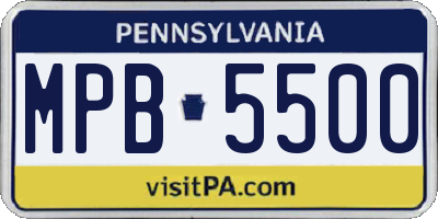 PA license plate MPB5500