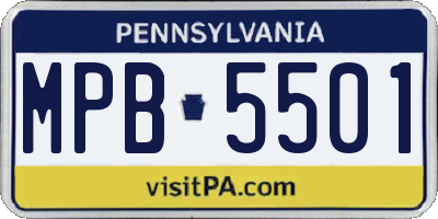 PA license plate MPB5501