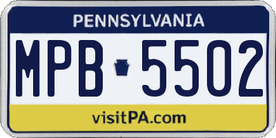 PA license plate MPB5502