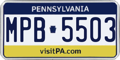 PA license plate MPB5503
