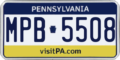 PA license plate MPB5508