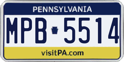 PA license plate MPB5514