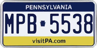 PA license plate MPB5538