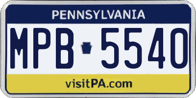 PA license plate MPB5540