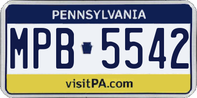 PA license plate MPB5542