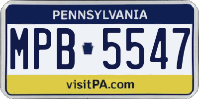 PA license plate MPB5547