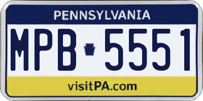 PA license plate MPB5551