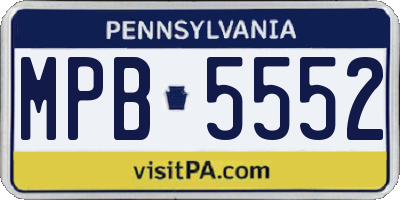 PA license plate MPB5552