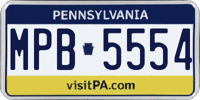 PA license plate MPB5554