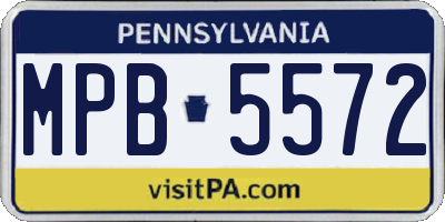 PA license plate MPB5572
